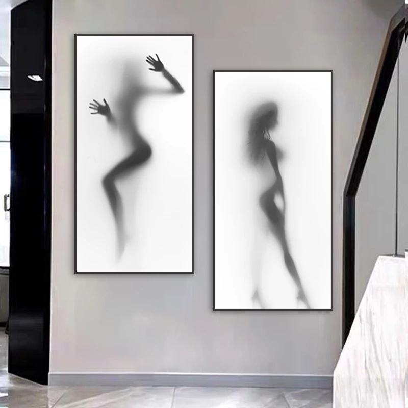 Modern Body Art Canvas Painting Sexy Nude Woman In the Bathroom Abstract Wall Prints Posters For Living Room Corridor Decoration