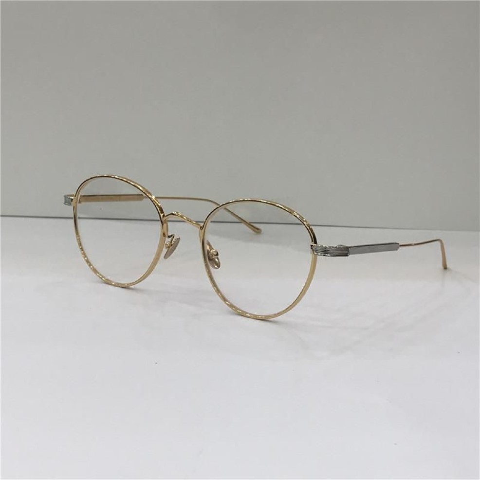 Ny modedesigner Optiska glasögon 0009 Metal Round Frame Retro Modern Style Transparent Lens kan vara receptbelagda linser2769