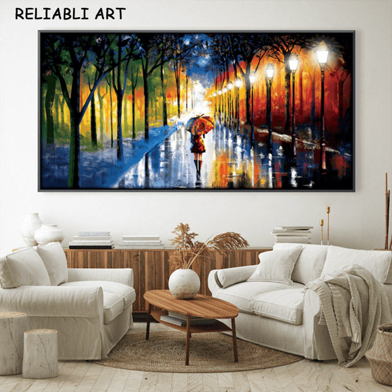 Paysage de paysage arbre et soleil moderne Art Art Pain d'huile Affiche et toile imprimée Peinture pour le salon à côté de décor sans cadre
