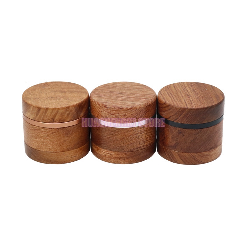 Natuurlijk hout roken kleurrijk aluminium 60 mm droog kruiden tabak draagbare maal kruid molenaar grinder breker slijpen gehakte hand muller sigaretten handpipes houder