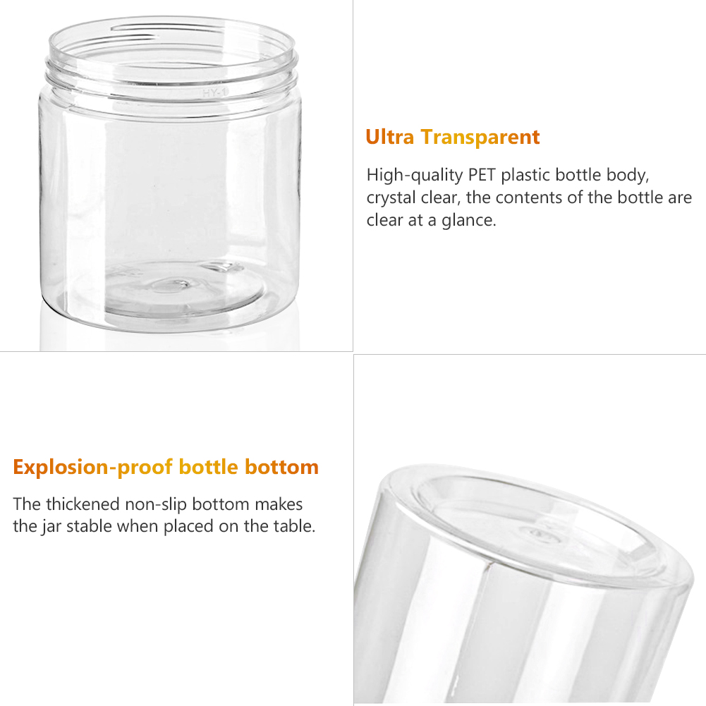 30 ml-150 ml Capeur en plastique transparent rond bouche large buccale de rangement en plastique contenant une bouteille de voyage transparent transparent