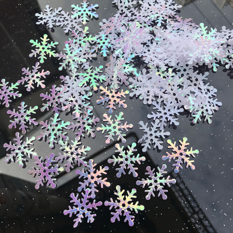 200/2cm Christmas Snowflakes Confetti Xmas Tree Ornaments Christmas Decorations for Home Winter Party Cake Decor Supplies