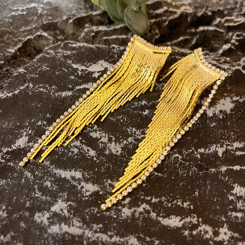 18k gouden kleur zware industrie tarwe surstrop onregelmatige lange tassel bengelen oorbellen trending sieraden vrouwen pendientes soutache