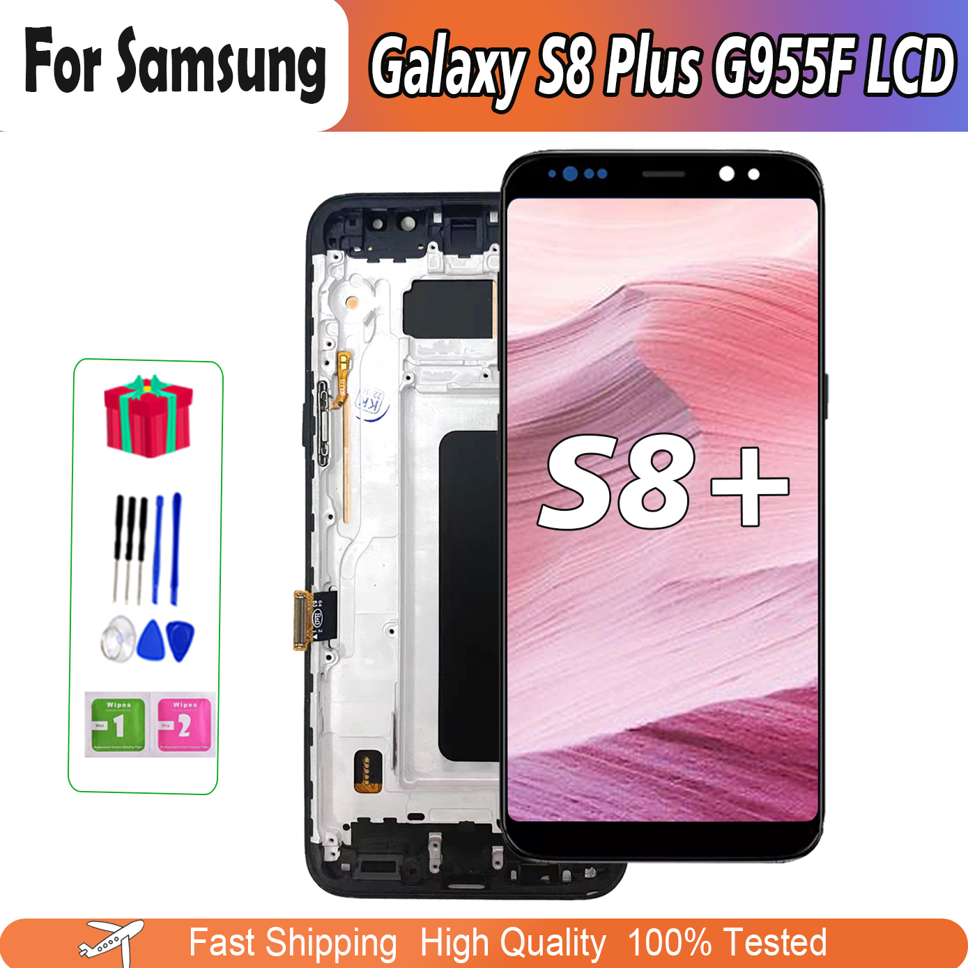 AAA + Qualité TFT pour Samsung Galaxy S8 Plus G955 G955F SM-G9550 S8 + LCD Tactile Écran Assemblage de numéros d'affichage avec cadre
