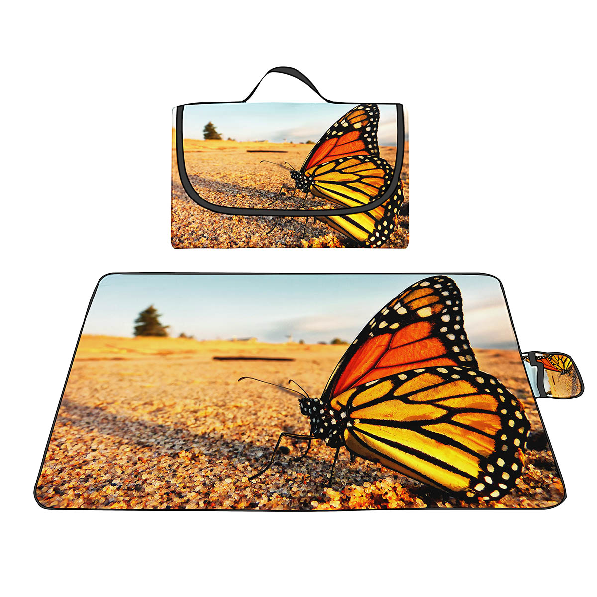 Modello farfalla grande tappetino da picnic a sabbia, oxford esterno tappetino da picnic portatile impermeabile spiaggia, parco, prato, prato, viaggio