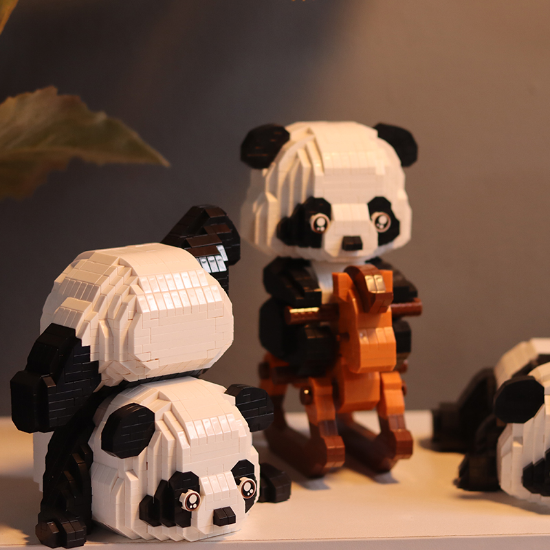 Migro Micro Building Blocs Panda Creative Diy 3d Animal Model Naughty Panda Mini Brick Figure Toys Toys Decor for Kids Gift