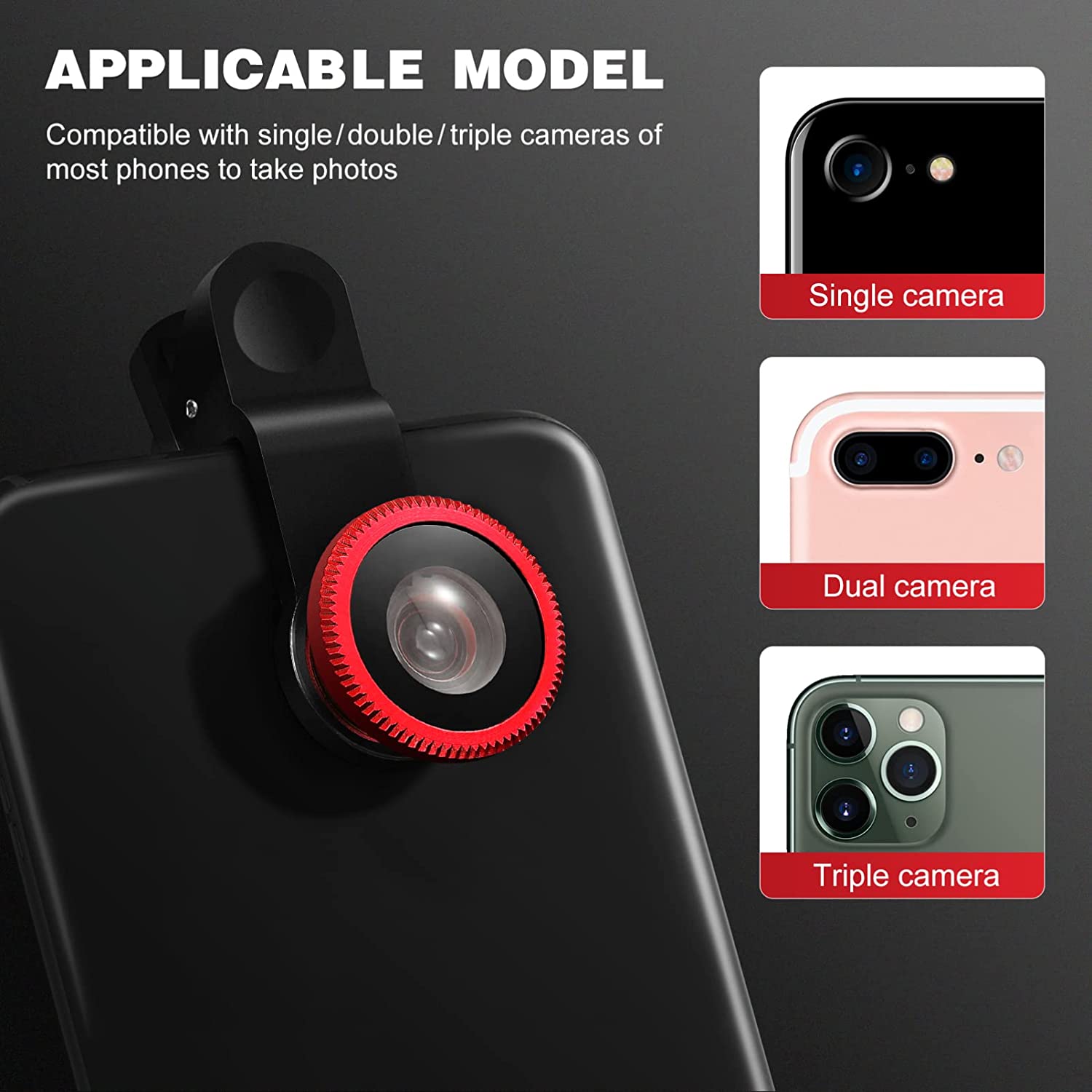 3in1 Fisheye Mobiltelefon Objektiv 0,67X Weitwinkel Zoom Fischauge Makrolinsen Kamera -Kits mit Clip -Objektiv für iPhone -Smartphone