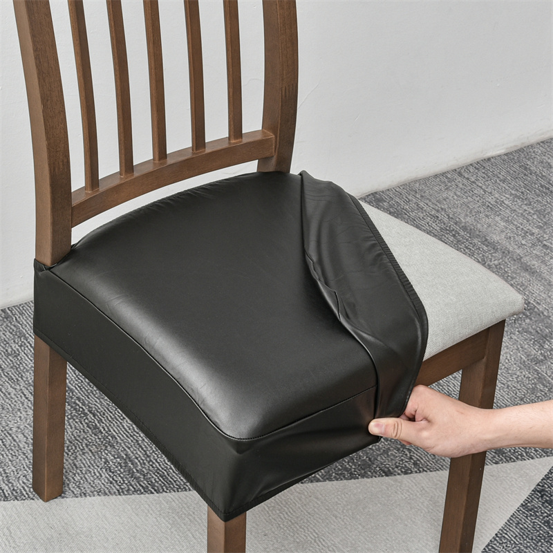 Vattentät PU Elastisk stol Täck Anti-Dirty Leather Chairs Seat Covers Stretch Universal Seat Fall för matsalskontor Hotell