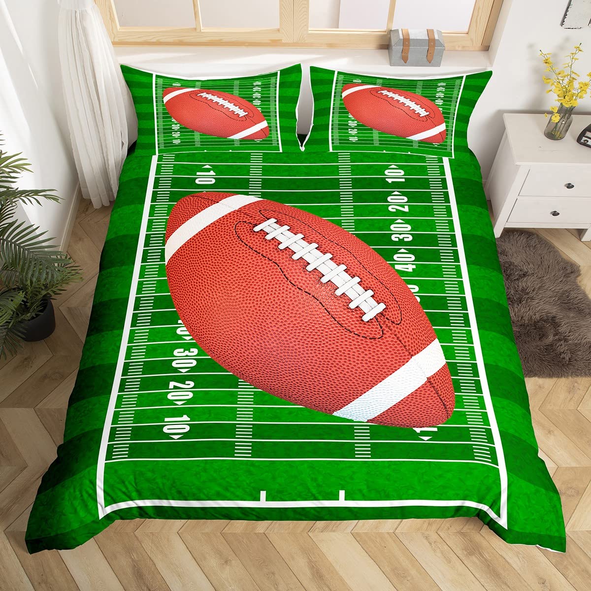 American Football Däcke Cover Set i full storlek sportspel sängkläder set fotboll rugby fält täcke för pojkar quilt cover set