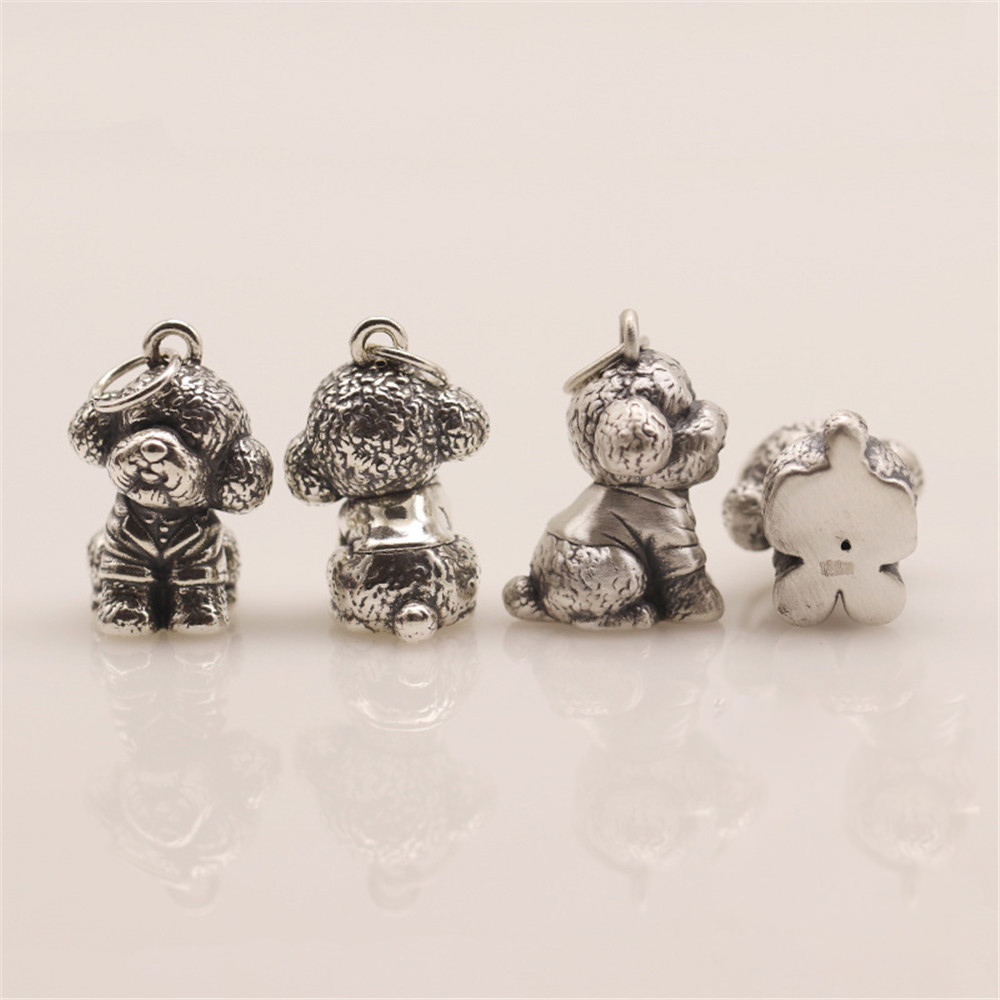 Beadance 925 Sterling Silverかわいいテディ犬Ciondolo Ciondola Gioielli