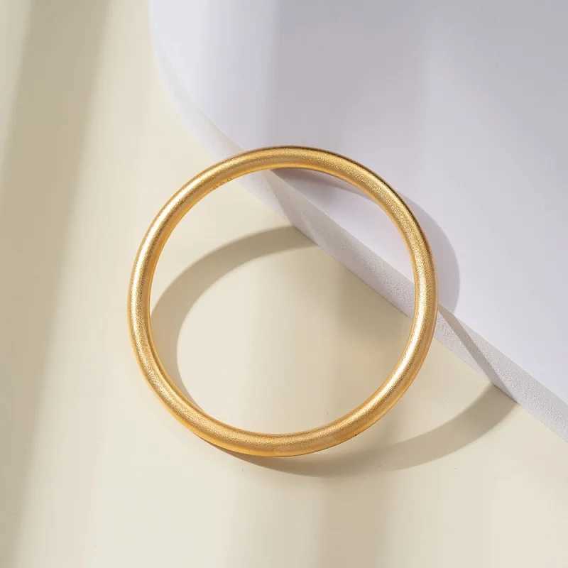 Bangle Fashion Metal Matt Surface Gold Plated Simulation Round Imiter Gold Jewelry Bangle Bracelet 240411