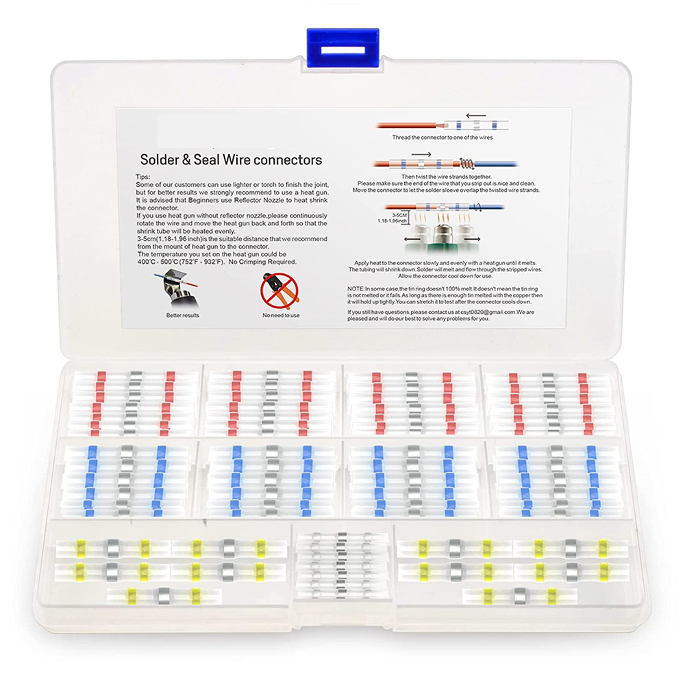 heat-shrinkable solder sealed wire butt terminal, waterproof insulated connector for automobile wire maintenance