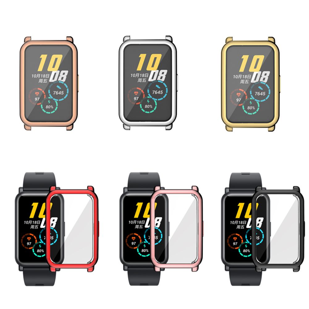 Cadre de bord de placage en verre doux TPU Protection de protection de la montre de pare-chocs Couvercle de protecteur d'écran pour Huawei Honor Watch es