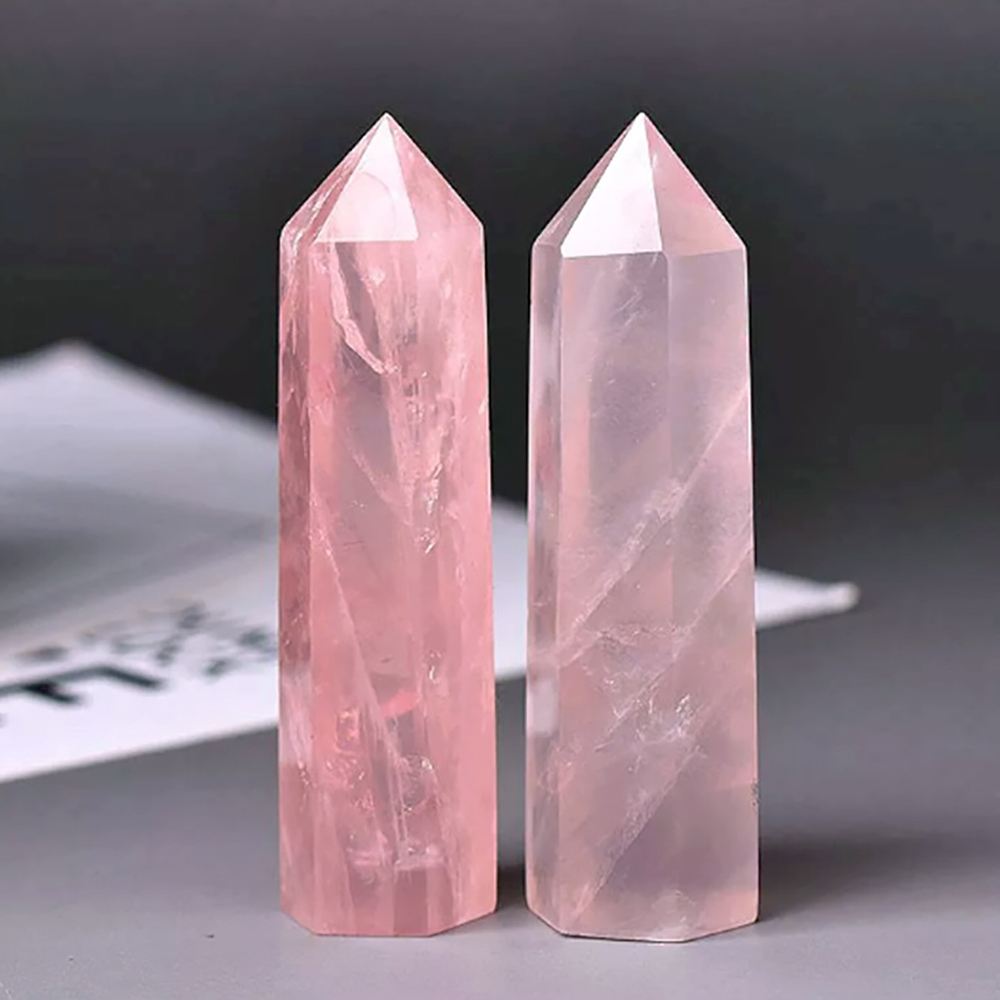 Natural Rose Quartz Crystal Point Crystal Crystal colonne Hexagonale Hexagonale Room Arts décoratifs et ornements Artisanat