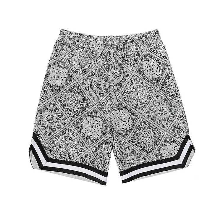 Shorts masculinos shorts bandana paisley impressão high street streetwear shorts de verão curto calça casual esporte relax praia j240409