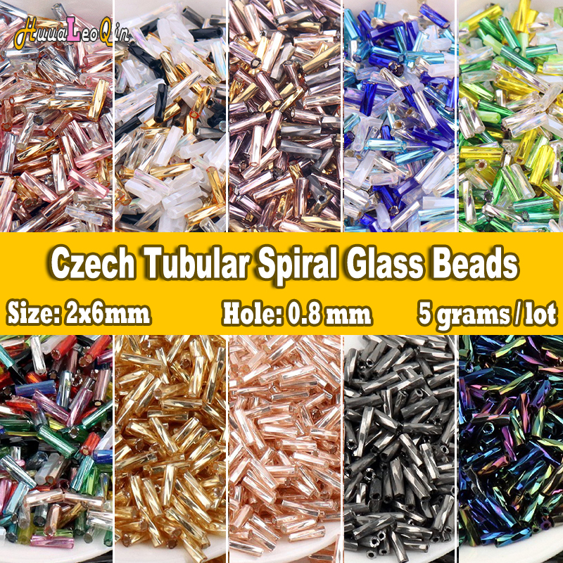 150 stcs 2x6 mm Tsjechische buisvormige spiraalglaskralen losse spacer zaad kralen voor handwerk sieraden maken diy charmes handgemaakt naaien