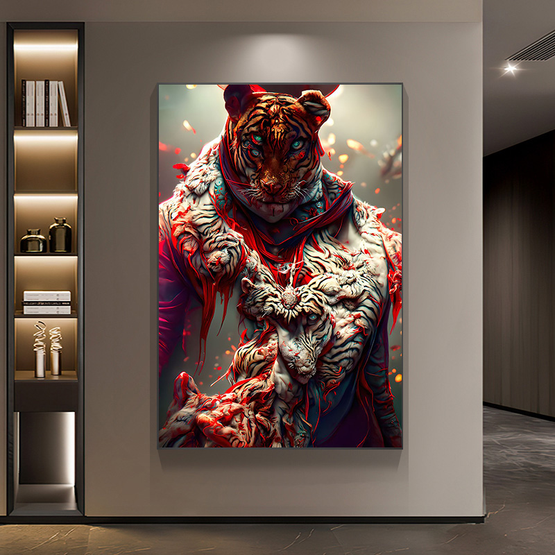 Anthro Creatures Art Poster Mist Werewolf Tiger King Master Panda Animal Wall Aesthetic Picture Printing Canvas Painting Home Decor