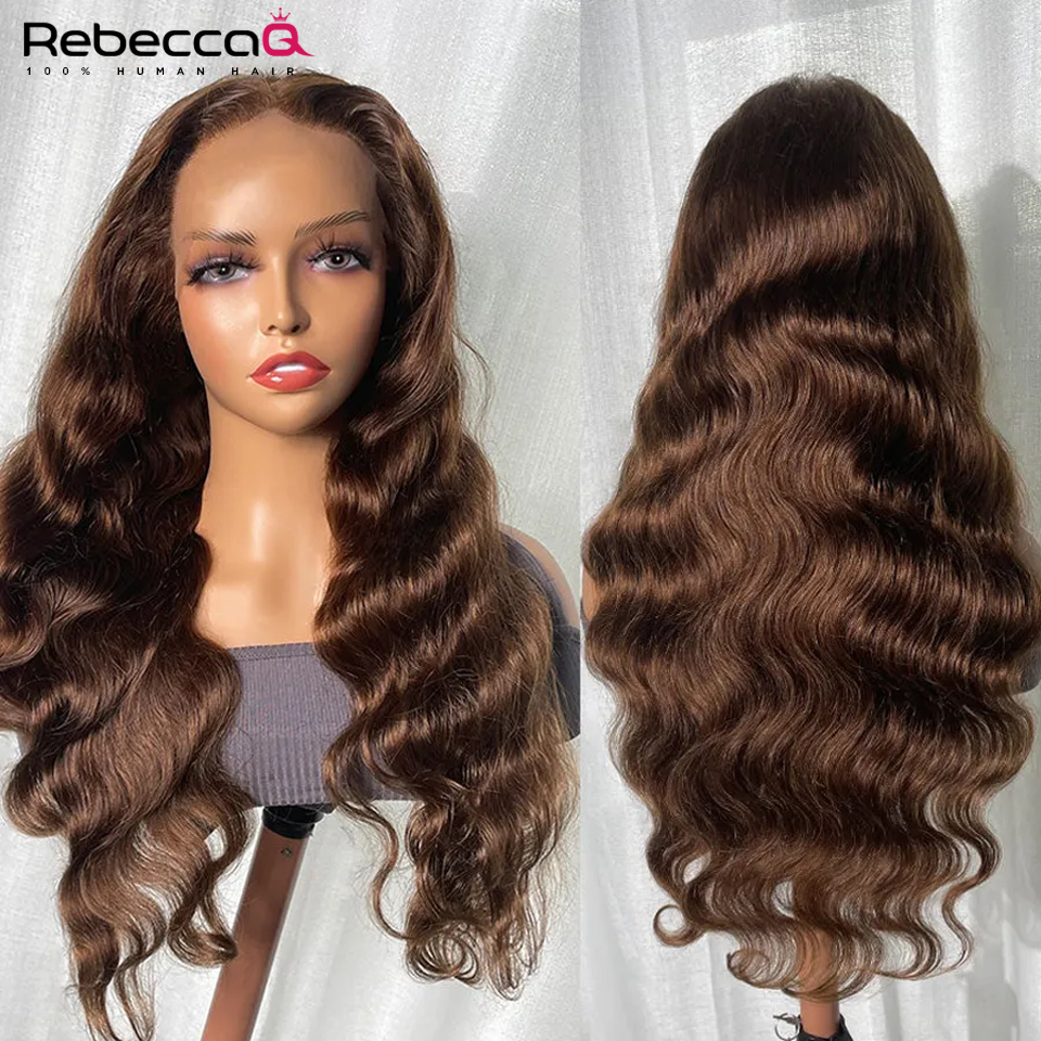 HD Chocolate Brun 13x5 Body Wave Lace Wig Front Perruque brésilien Brésilien Couleur d'orange Transparente Pernues frontales de dentelle pour femmes cheveux humains