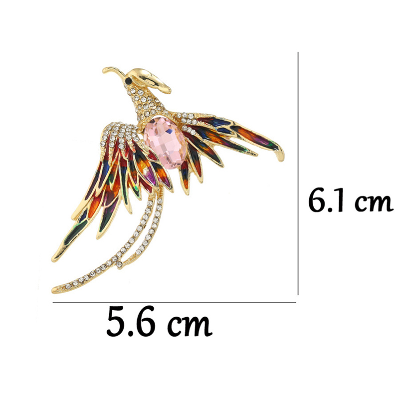 New 5-color Crystal Enamel Phoenix Bird Brooches Animal Pin For Women Men Flying Beauty Bird Party Office Brooch Pin Gifts