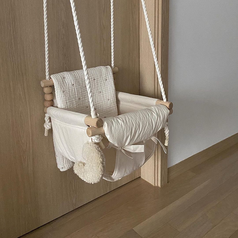 Swing Seat, Swing Chair Canvas Hanging Wood Rocker Toy Safety Bouncer Utanför Swing Chain Toy Rocker Swing Hammock Tree Swings