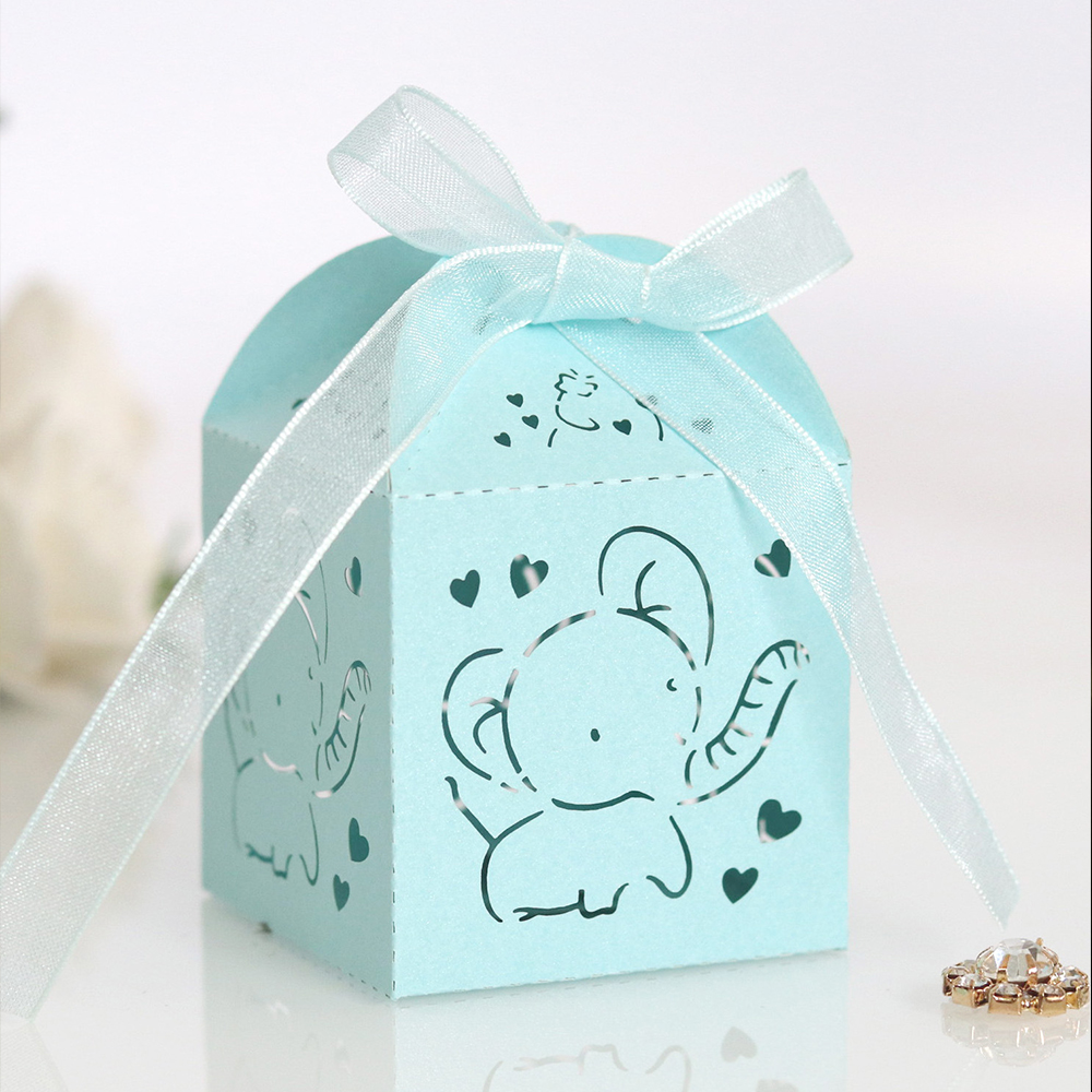 Boîte de bonbons baby shower pour invité Boîtes de cadeaux en forme d'éléphant en forme d'éléphant