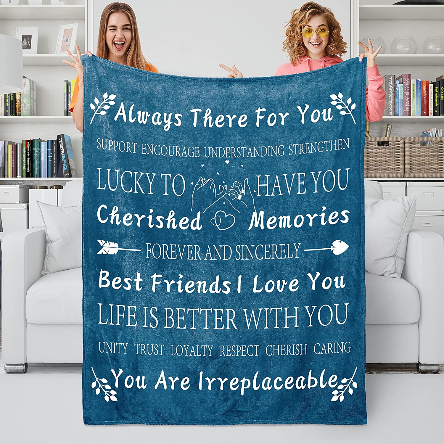 Name Custom Best Friend Birthday Gifts for Women Unique Female Friendship Gifts for Bestie Fannel Throw Blanket Christmas Gifts