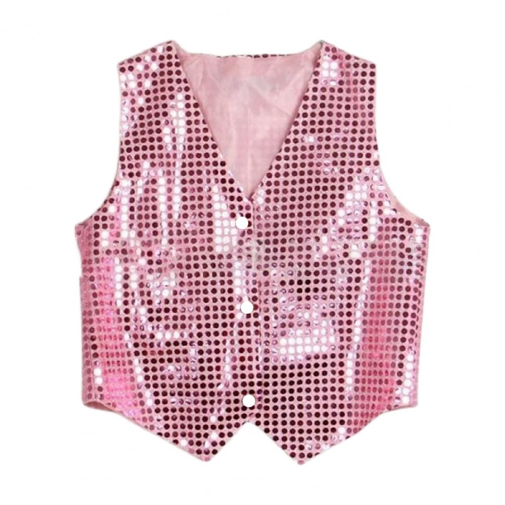 Kostuumvest Glitter unisex kleurrijke polyester glanzende uitvoering jazzdans pailletten vest voor feest voor kinderen