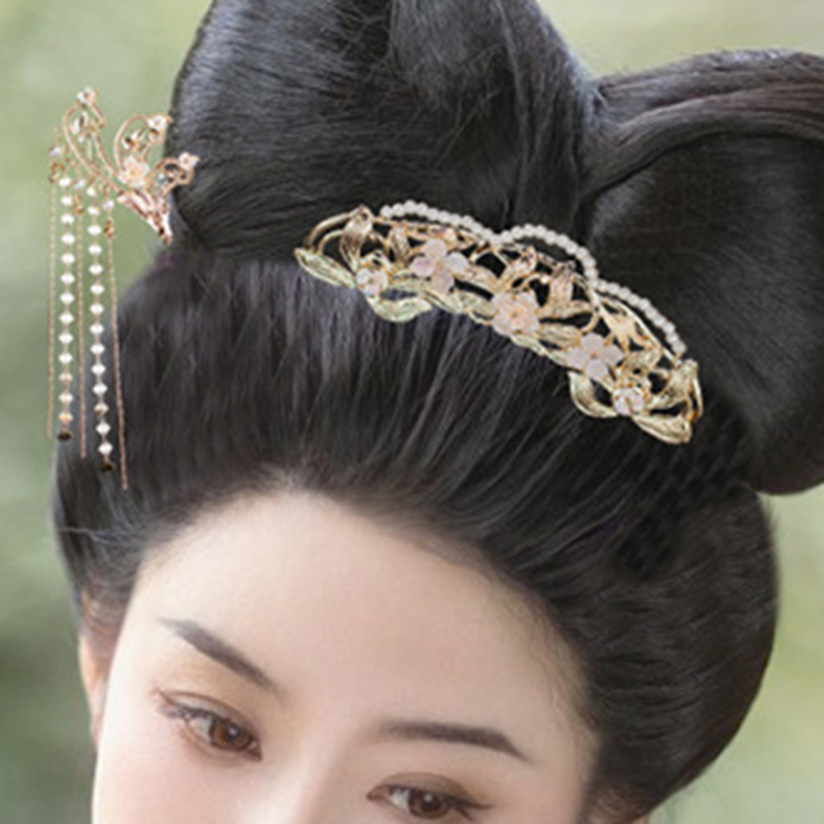 Randhaarstick Chinesische Hanfu -Haarzubehör für Frauen Perle Quasten Goldene Haarpin -Stäbchen Vintage Haarverschluss Schmuck Geschenk