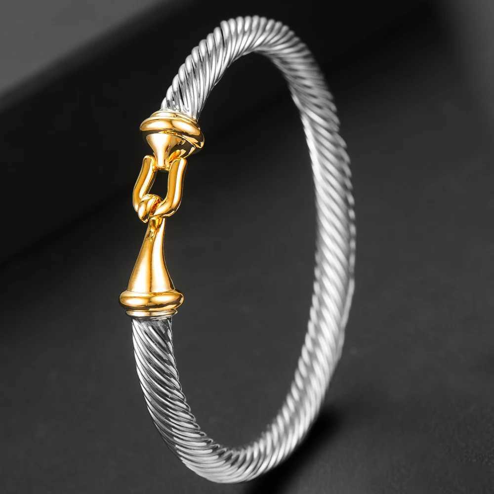 Armreifen Schmuck 2024 Trendy Luxus Stapelbarer Armreifenmanschette für Frauen Hochzeit 316L Edelstahlarmbänder einzigartige Kettenglieder geflochtene 240411