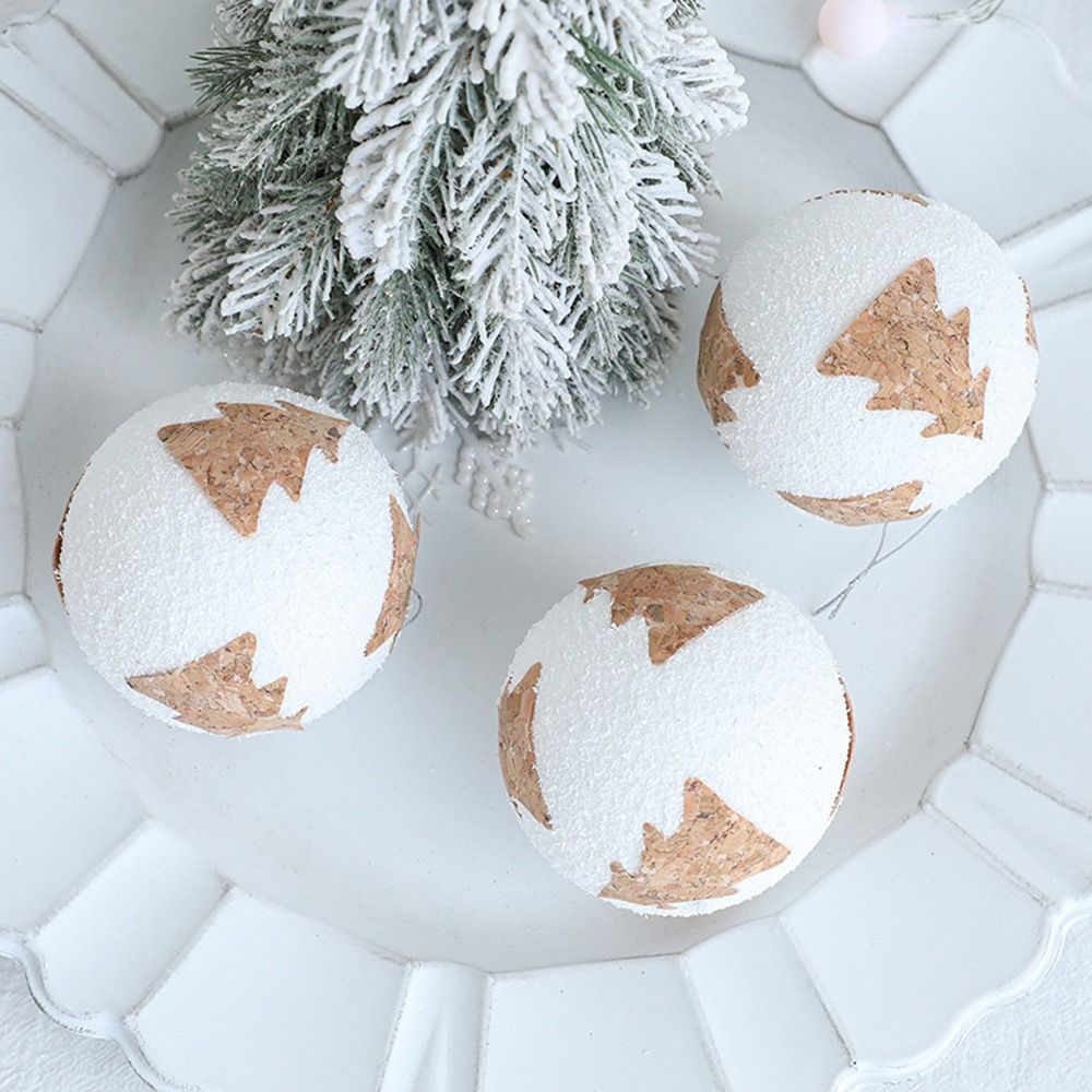 2st White Christmas Ball Drop Pendant Diy Christmas Tree Round Foam Balls Hanging Pendants For Home Xmas New Year Ornaments