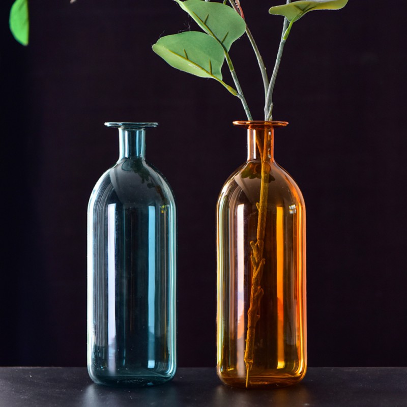 カラフルなガラスの花の花瓶小さな花瓶の水耕栽培植物フラワーラグジュアリールームテーブルホームデコレーションウェディングデコレーション