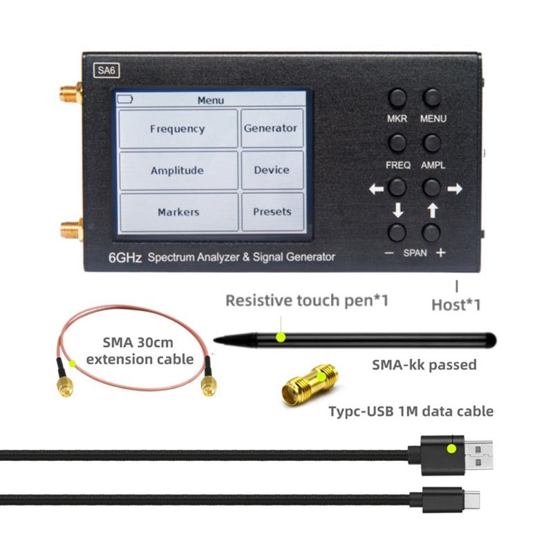 SA6 6GHzスペクトルアナライザーSA6信号ジェネレーターRF信号ソースWi-Fi 2G 4G LTE CDMA GSM BEIDOU GPRブラック