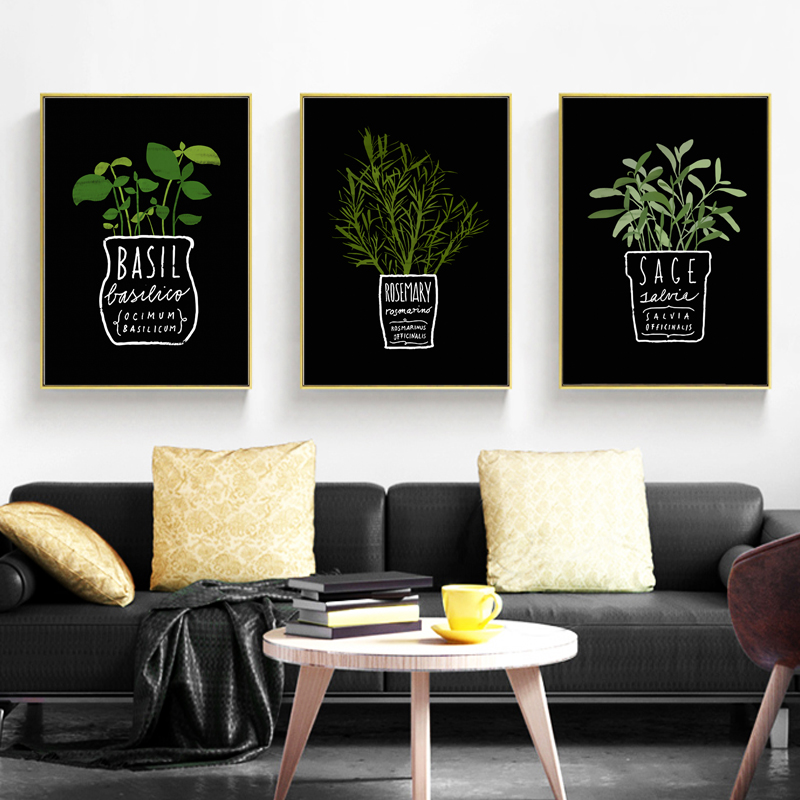 Canvas målning Krukta gröna växter affischer och tryck kökskontor nordiska minimalistiska väggkonstbilder vardagsrum heminredning