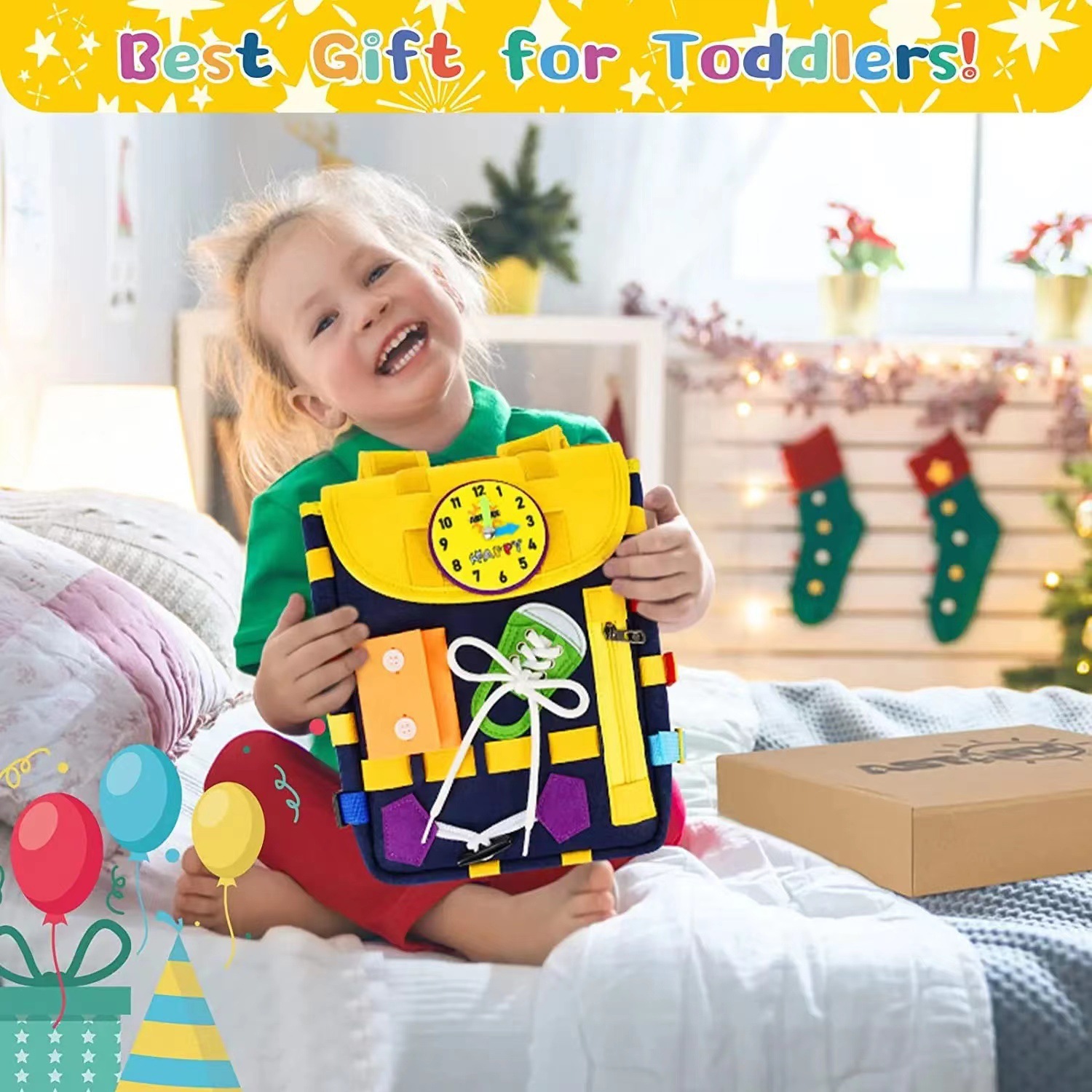 Kid Montessori Bolsa Busy Board com fivelas Aprendizando desenvolver habilidades motoras finas e habilidades básicas para a vida infantil brinquedos de viagem