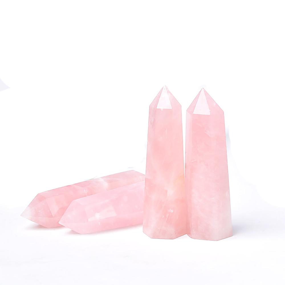 Natural Rose Quartz Crystal Point Crystal Crystal colonne Hexagonale Hexagonale Room Arts décoratifs et ornements Artisanat