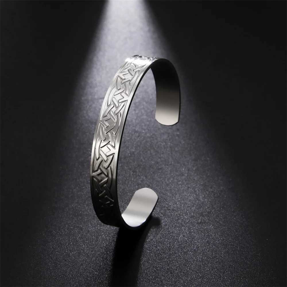 Bangle EUEAVAN Witch Knot Cuff Bracelet Stainless Steel Vintage Irish Celtics Knot Bangles for Women Men Love Protection Amulet Jewelry 24411
