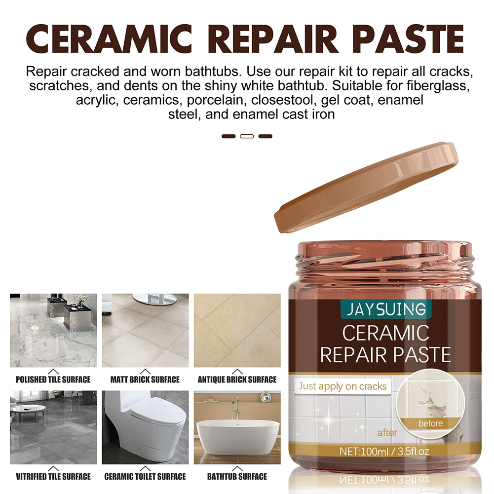 Réparation de carreaux de sol crème Crème de céramique pratique Adhésif Kit de réparation de douche à fixation rapide pour le marbre / baignoire / toilettes / lavabo Réparation