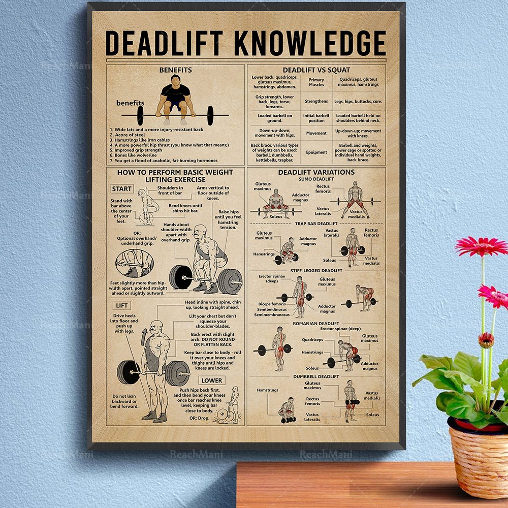 Deadlift Knowledge Poster, Weightlifter Prints, Athlete Weightlifting Wall Art, Gym Wall Decor, Sports Deadlift Enthusiast Gift