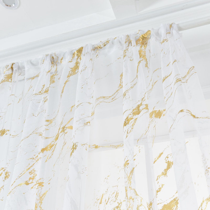 Cortina pura de mármore 1 painel para sala de estar quarto dourado em mármore de mármore moderno moderno semi transparente haste haste de bolso de bolso de bolso