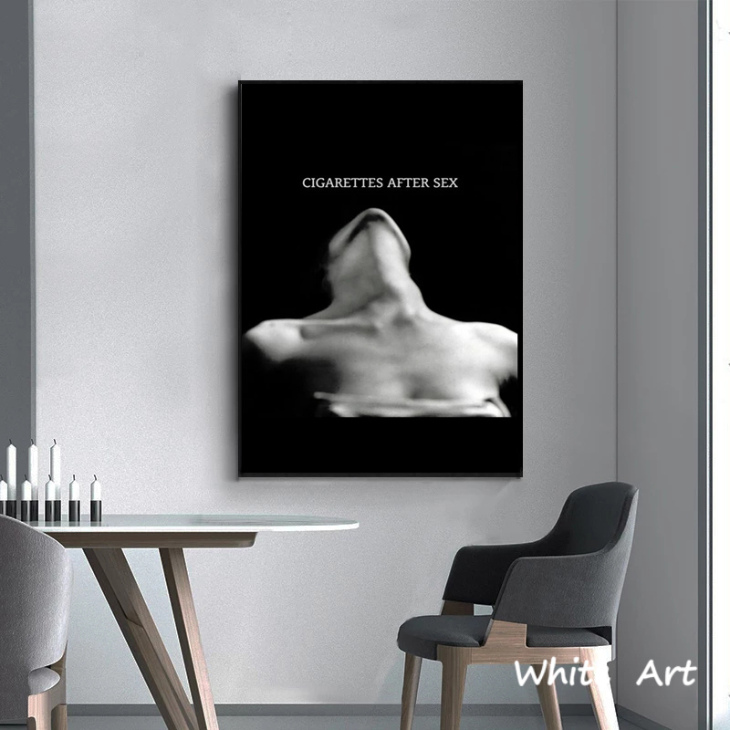 Toile féminine fumeuse en noir peinture cigarettes après une affiche de sexe HD Impression de l'art mural moderne photo de chambre à coucher décor de chambre à coucher