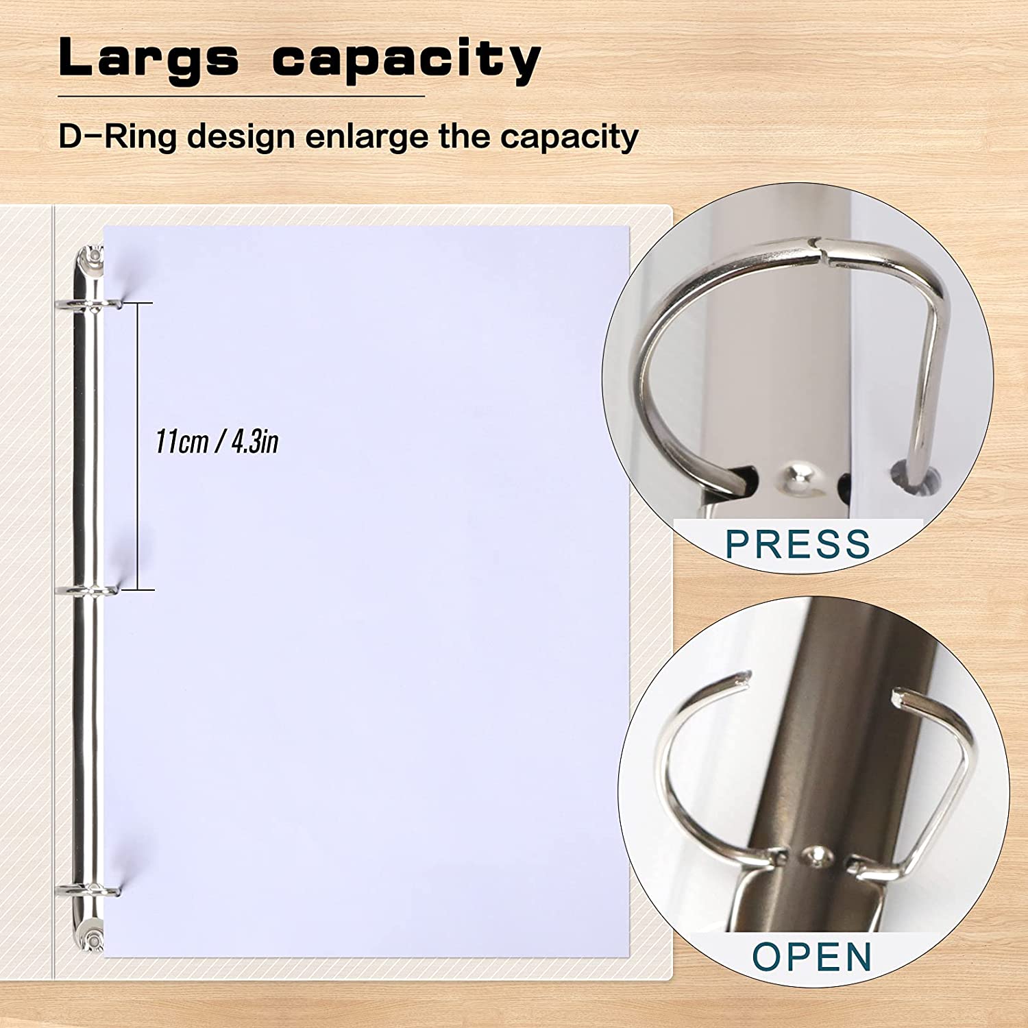 A4 Size 3 Ring Binder File Folder ,1.5 Inch Binder Planner Organizer Holds 8.5'' x 11'' Paper, Large Clear View Binder Folder