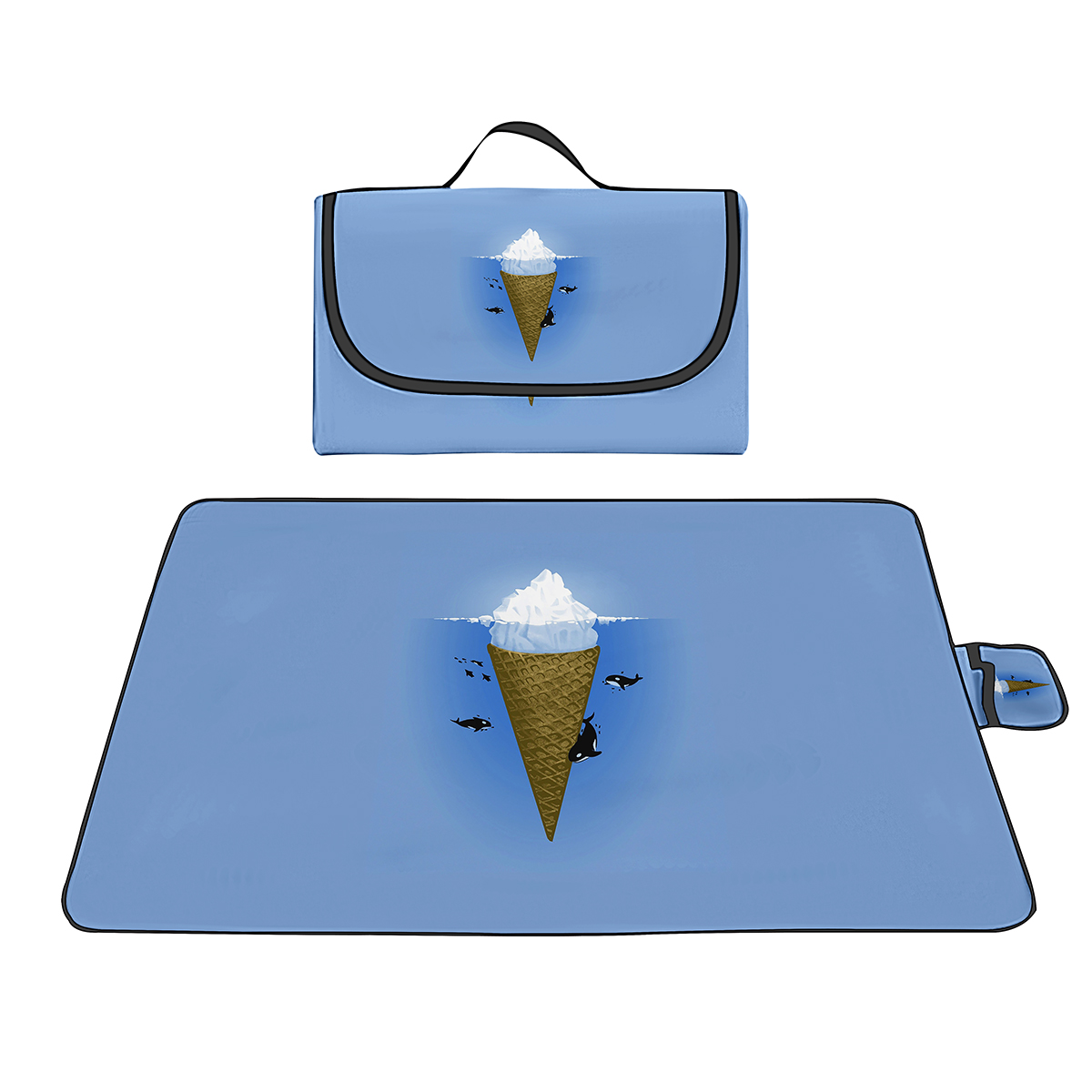 Ice Cream Waterdicht zandbestendig picknickmat opvouwbare draagbare stranddeken Oxford lichtgewicht mat voor reizende wandelpark gazon