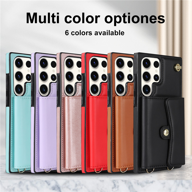 Lanyard Leather Flip Stand Phone Case for Samsung Galaxy A14 A54 A04S A73 A53 A13 A52S A12 A51 A71 A50 A70 M13 Wallet Card Cover