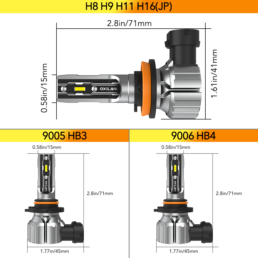 Oxilam H11 LED BULBE BALBE 16000LM 9005 9006 HB3 HB4 Foglight H8 12V 35W LED pour Audi A4 B8 B9 Ford Focus Mazda 3 6 Kia