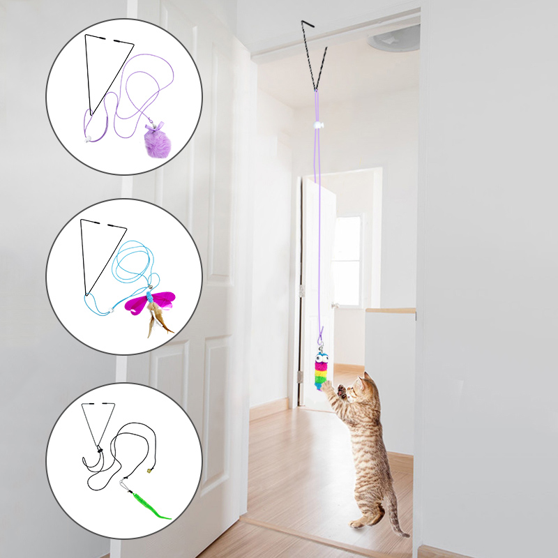 Suspendre la porte de chat jouet jouet interactif chat jouet auto-hi porte suspendue élastique drôle de souris en peluche jugetes para gatos gatti gochi