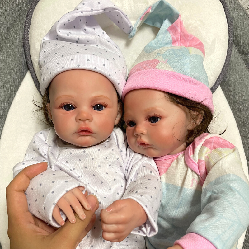 Autorisation 43 cm déjà peinte Reborn Baby Dolls Twins Meadow Newborn Baby Baby Figure de jouets fait à la main pour les filles