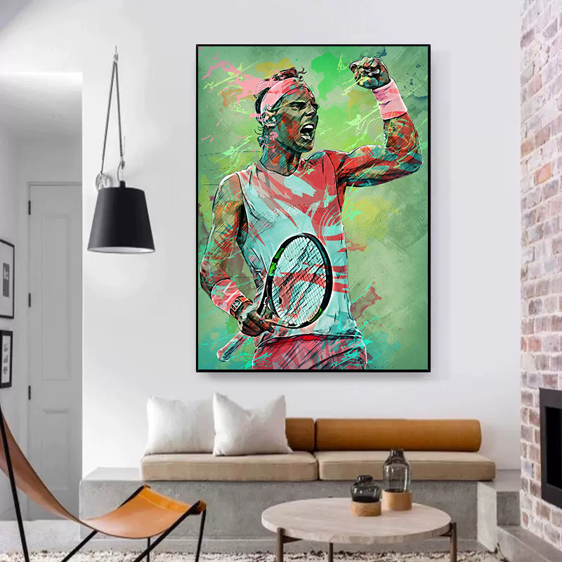 Jugadores famosos Roger Federer Rafael Nadal Carteles Canvas Pintura deportiva Pop Wall Art para sala de estar Decoración del hogar