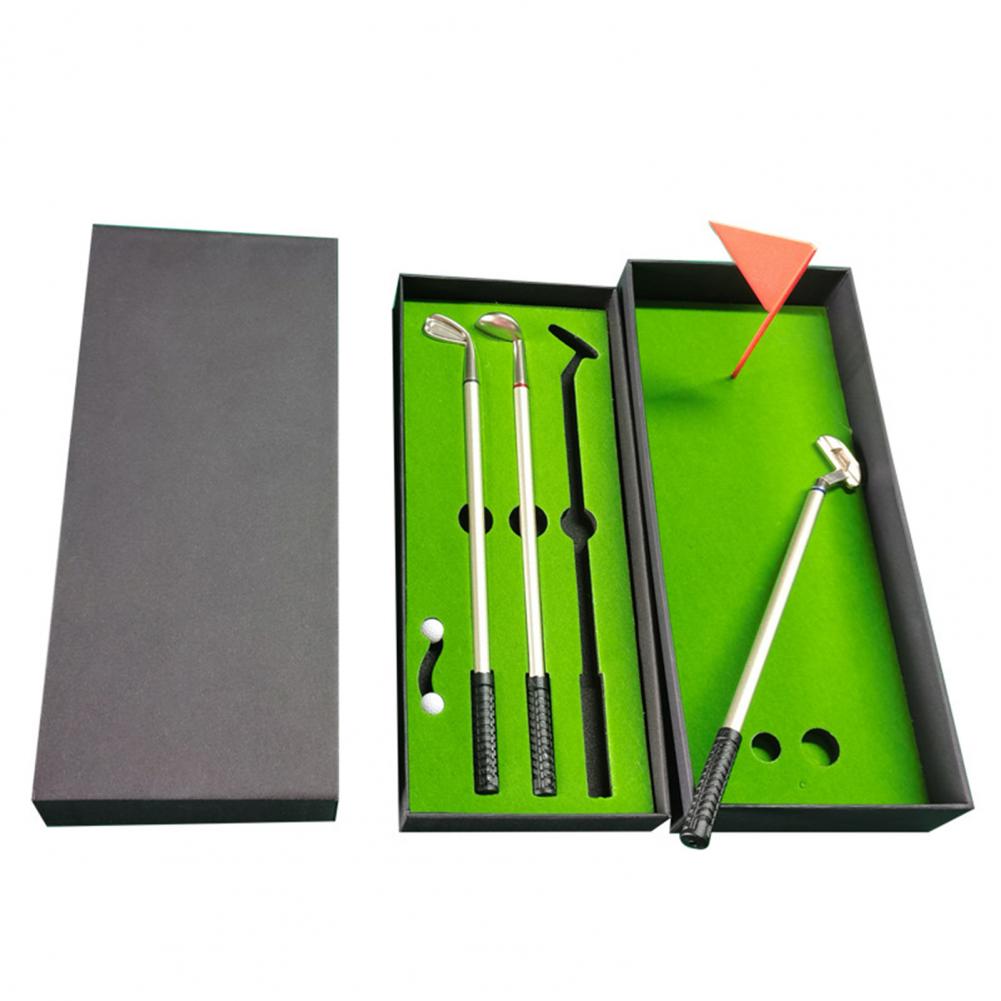 Simulerad golfbana Premium Mini Golf Pen Set Office Gift for Men Ballpoint Creative Writing leveranser Hållbara