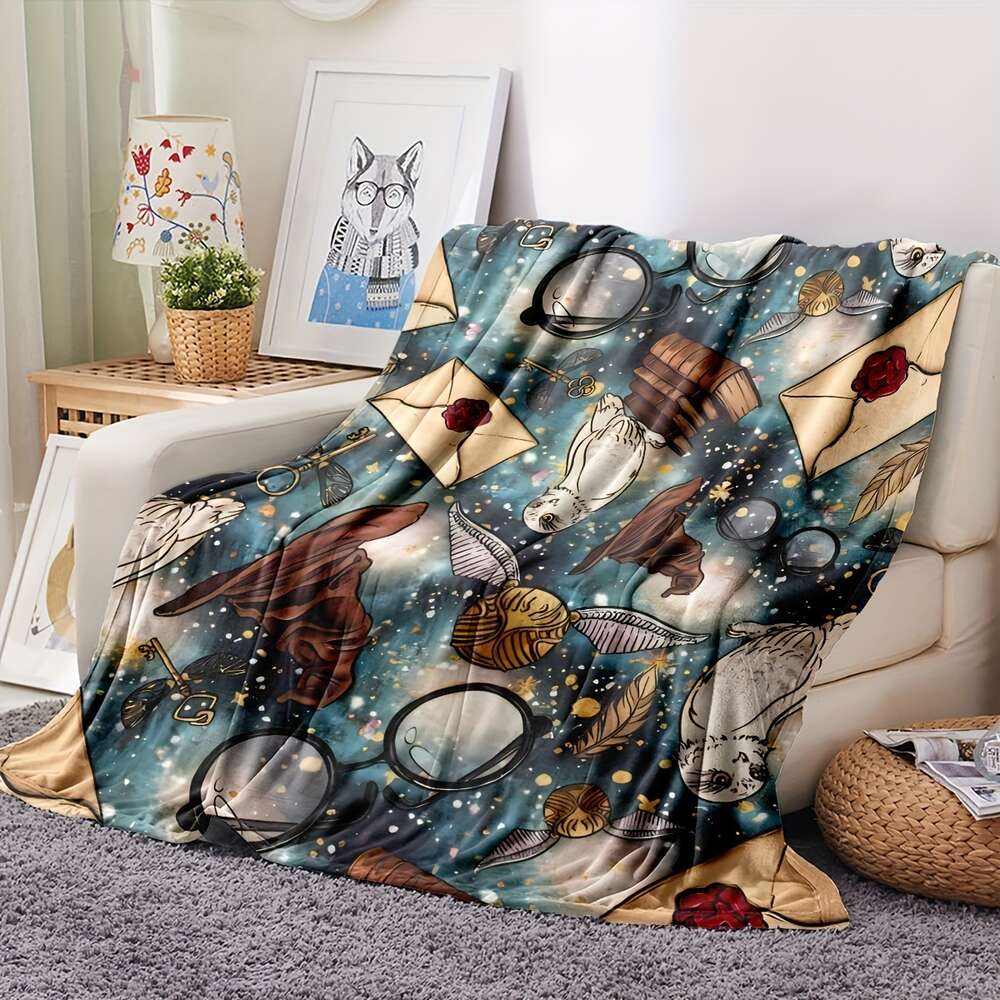 Enchanted Wizard Owl Flanel Throw - Soft, Warm, Multipurpose Deken voor banken, bedden, buitenavonturen