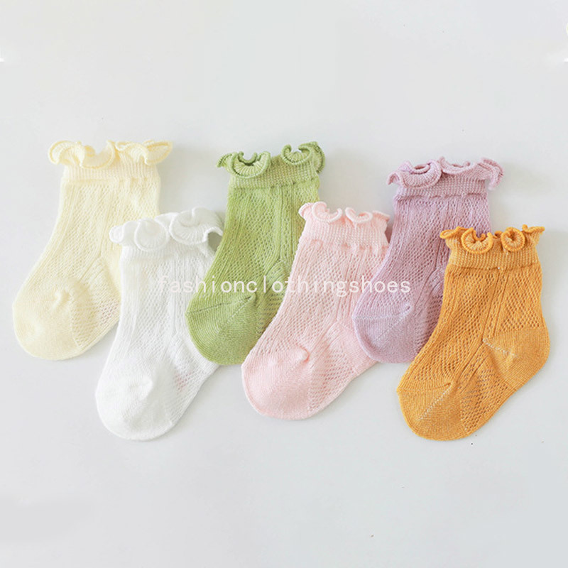 Chaussettes de bébé en maille de couleur unie